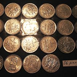 s&eacute;rie de 26 pieces de 1 franc differentes en nickel TTB