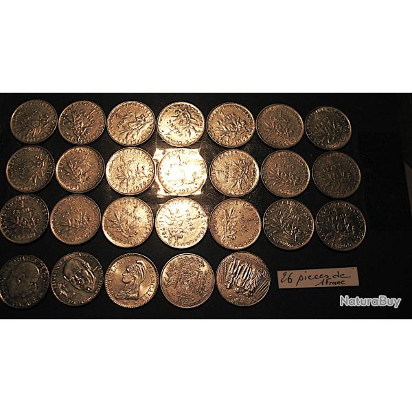 s�rie de 26 pieces de 1 franc differentes en nickel TTB