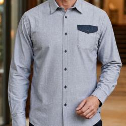 WINCHESTER TALISMAN1 -- Chemise manches longues bleu chambray : aisance naturelle en pur coton 41/42