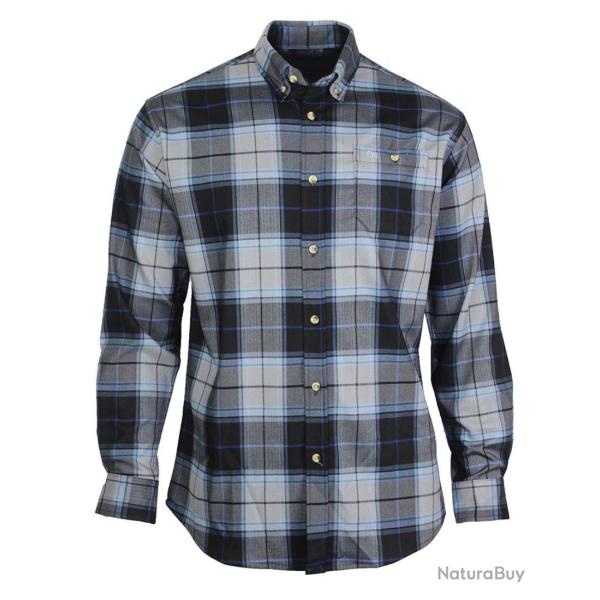 CHALLENGER TRADITION4 -- Chemise manches longues gris et bleu : l'aisance du tissu extensible 49/50