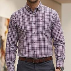 CHALLENGER TRIAL1 - Chemise en flanelle de coton douce et chaude &agrave; carreaux Bordeaux 39/40