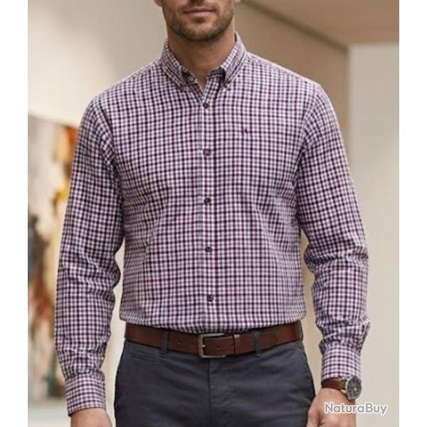 CHALLENGER TRIAL1 - Chemise en flanelle de coton douce et chaude � carreaux Bordeaux 41/42