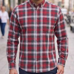WINCHESTER TRILOGY2 Chemise manches longues rouge aisance naturelle et pur coton