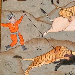 D&eacute;licate Miniature Gouache  Inde ( urdu)  - Sc&egrave;ne De Chasse Probablement XIXe Si&egrave;cle