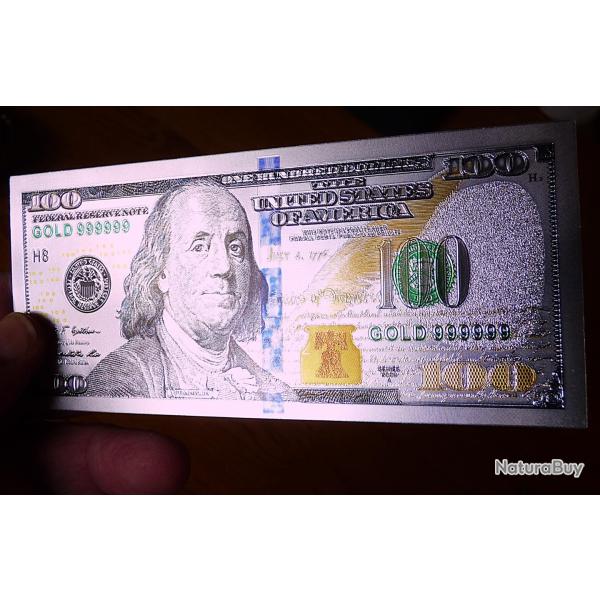 SERIE DE 7 MONNAIES DE REPRODUCTION USA  POUR COLLECTION -1-2-5-10-20-50-100 - DOLLARS PLAQUE ARGENT