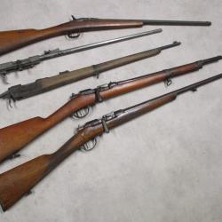 2 fusils Gras 1866/74 en Cal 20, Cat D, vente libre + des pi&egrave;ces...&agrave; 1 euro sans prix de r&eacute;serve!!!