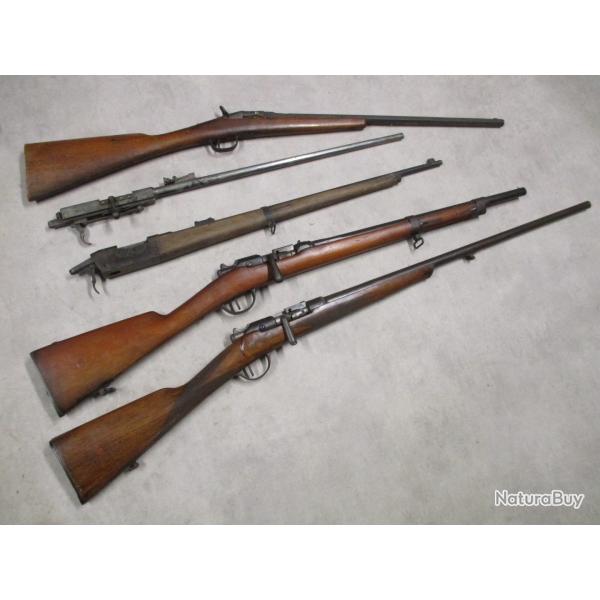2 fusils Gras 1866/74 en Cal 20, Cat D, vente libre + des pi�ces...� 1 euro sans prix de r�serve!!!