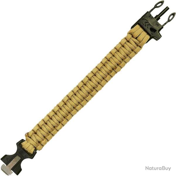 Bracelet paracorde pierre � feu et sifflet 101 Inc coyote