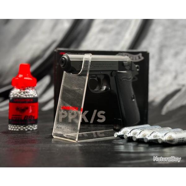 PACK PR�T A TIRER PISTOLET WALTHER PPK/S CO2 CAL BB/4.5