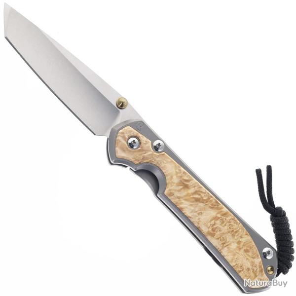 Large Sebenza 31 Tanto Box Elder Inlay Glass Blasted - Chris Reeve