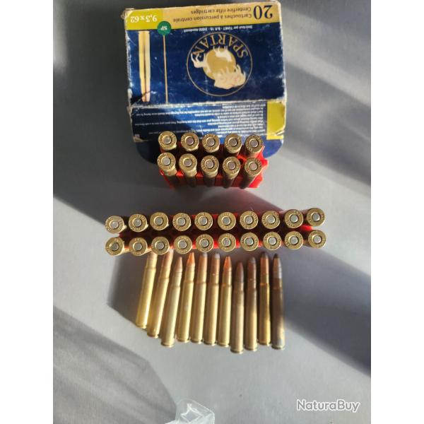 Lot de 57 Cartouches 9 3�62 De marque rws, norma,winchester spartan
