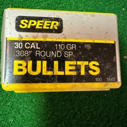 Ogives SPEER Calibre .30 110 gr Round SP