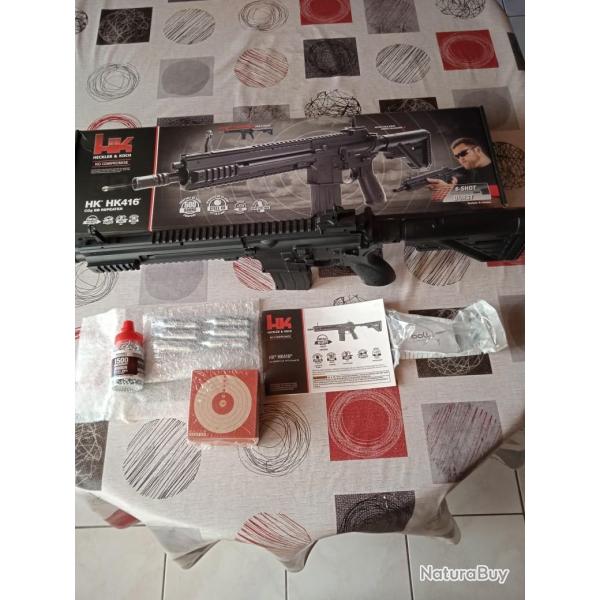 CARABINE HECKLER&KOCH HK416 A5 co2 BBs acier 4.5 mm semi-auto et rafales r�servoir  500 billes 3,2 J