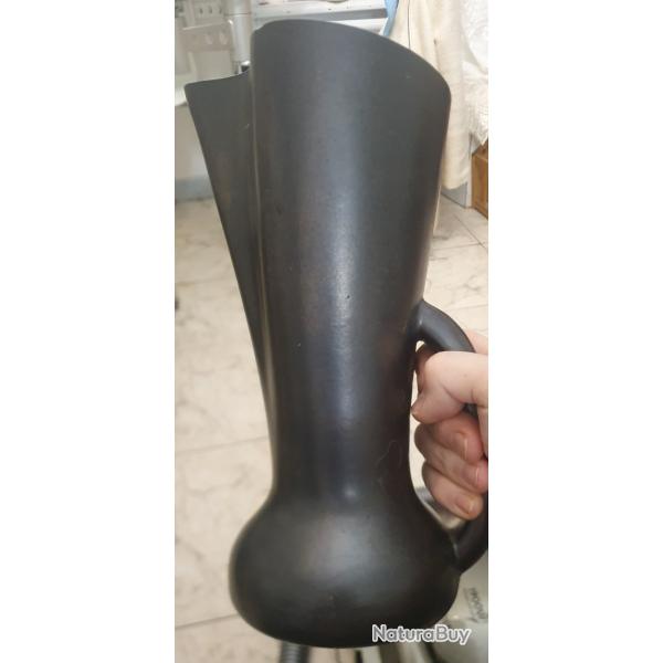 Rarissime GRAND PICHET C�RAMIQUE NOIR CENDR� NUM�RO 1041 SIGN� POL CHAMBOST !