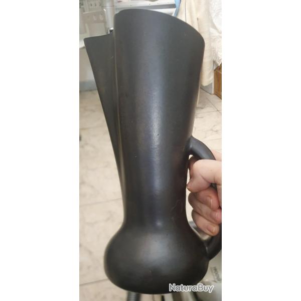 POL CHAMBOST RARE ! GRAND PICHET C�RAMIQUE NOIR CENDR� NUM�RO 1041 BIEN LIRE PHOTOS POUR CONNAISSEUR