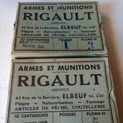 Deux bo&icirc;tes de cartouche videRIGAULT ....ELBEUF Pour Collection