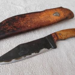 COUTEAU BOWIE ARTISANAL FORGE STYLE PRIMITIF/BUSHCRAFT/CHASSE/OLD WEST