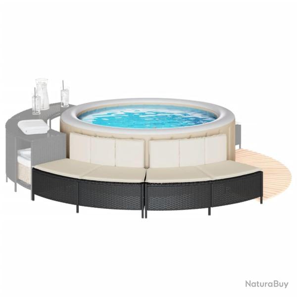 Bancs de spa avec coussins 2 pcs noir r�sine tress�e