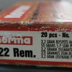 Lot  cartouche  calibre 222 remington Sellier bellot  norma