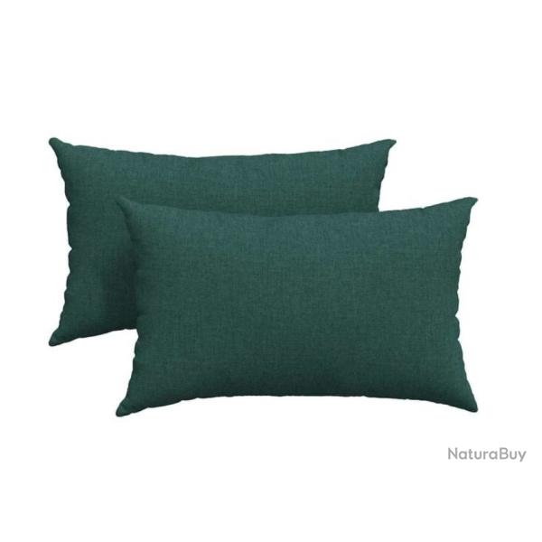 Coussins canap� tissu vert fonc� 50x30 cm confort d�coratif