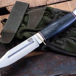 Couteau Bark River Gladstone Hunter Lame Acier CPM-154 Manche Blk Micarta Etui Cuir USA BA99256MBC