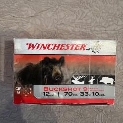 20 cartouches winchester buckshot cal12/70, 9 pellets 33g