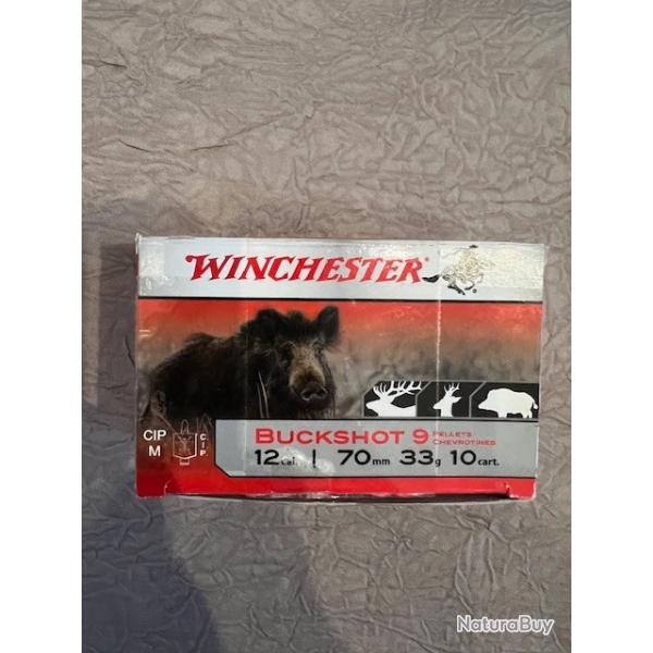 20 cartouches winchester buckshot cal12/70, 9 pellets 33g