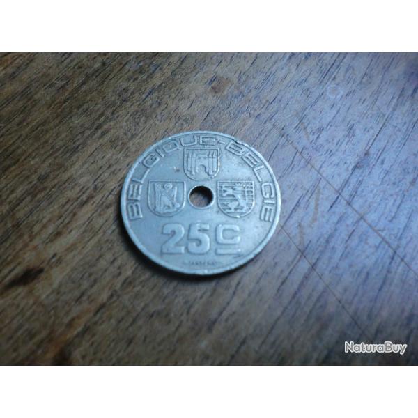 monnaie belgique  25 C   1939