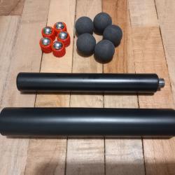 2 adaptateurs self gomme M8X100 calibre 50 et 68 + 5 sluggs + 5 billes limaille d acier