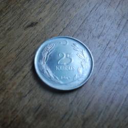 monnaie turquie 25 kurus 1964
