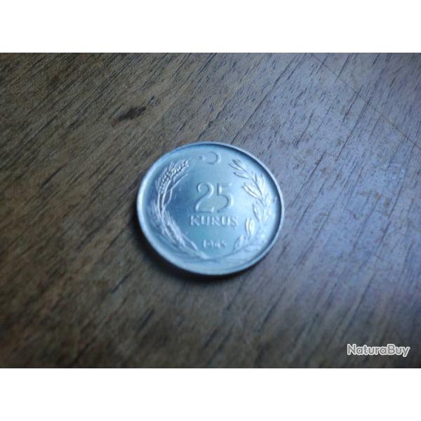 monnaie turquie 25 kurus 1964