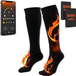 Chaussettes chauffantes 8000mAh, Chauffage r&eacute;glable via l'app mobile - Livraison rapide