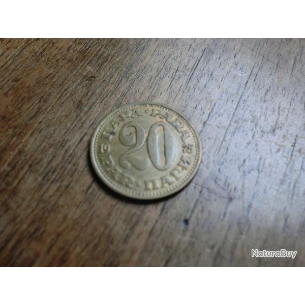 monnaie yougoslavie 20 para 1975
