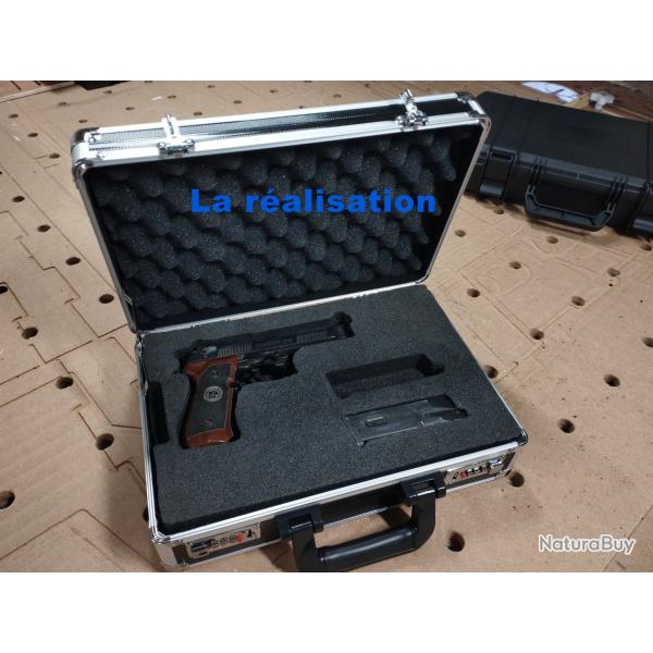 Protection de vos armes : mallette de transport + mousse sur mesure.