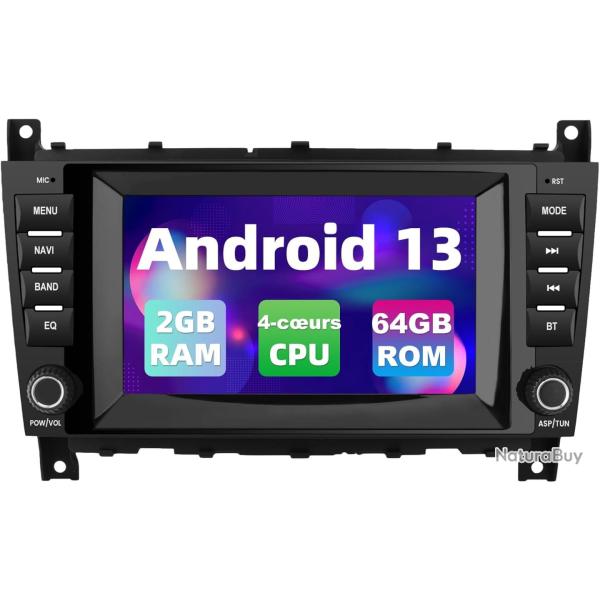 Autoradio pour Mercedes Benz Classe C W203/CLC W203 Classe G W463 Android 13 [2Go+64Go] avec Carplay