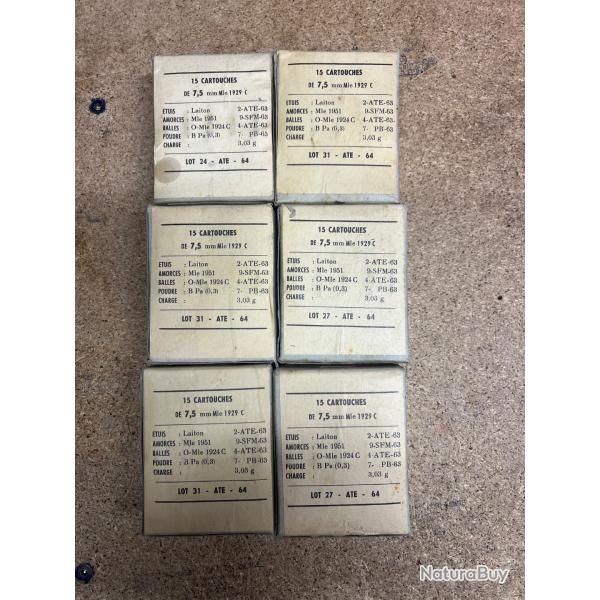90 munitions 7,5x54 mas boite d'origine
