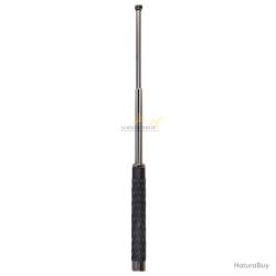 Matraque t&eacute;lescopique en acier tremp&eacute; chrom&eacute; 53cm manche grip caoutchouc avec &eacute;tui