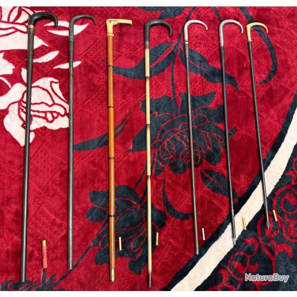 7 cannes Fusils de calibres diff�rents