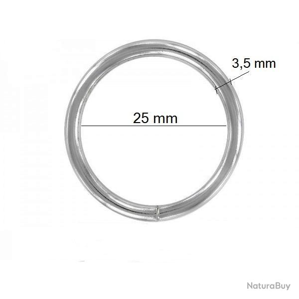 anneau soud� acier finition nickel� 25 mm / 3,5 mm