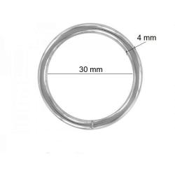 anneau soud&eacute; acier finition nickel&eacute; 30 mm / 4 mm