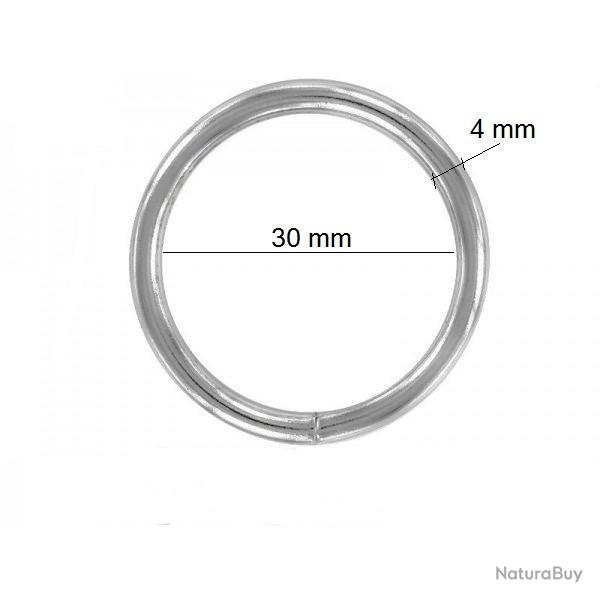 anneau soud� acier finition nickel� 30 mm / 4 mm