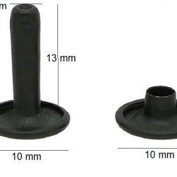 Rivet tubulaire double 10 /13 acier noir mat 50 pi&egrave;ces