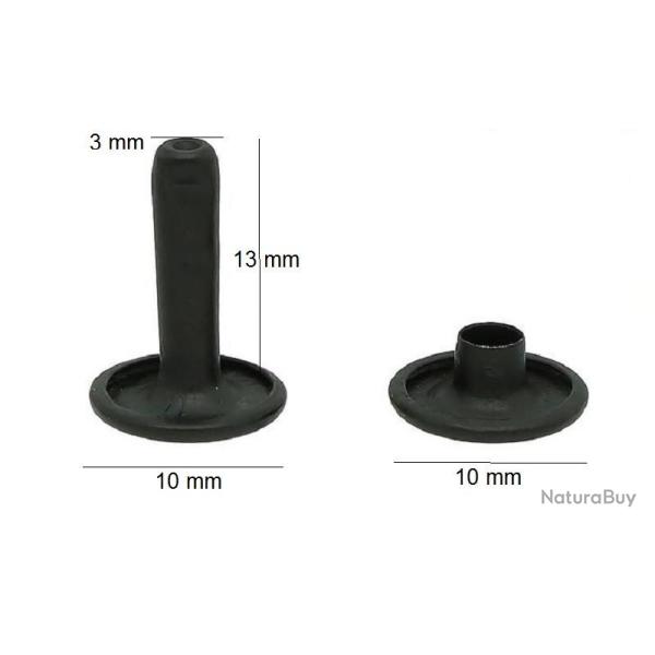 Rivet tubulaire double 10 /13 acier noir mat 50 pi�ces