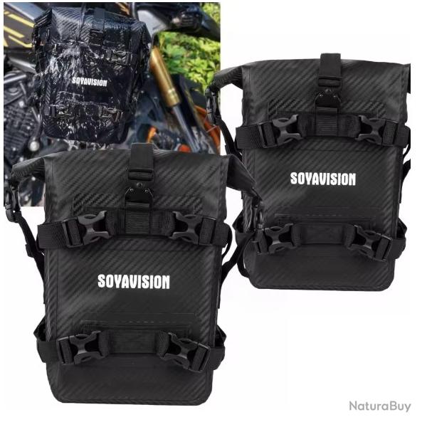 Sacs Etanches Moto (2pcs) Rangement Outils & Equipement pour Moto PVC Robuste Noir