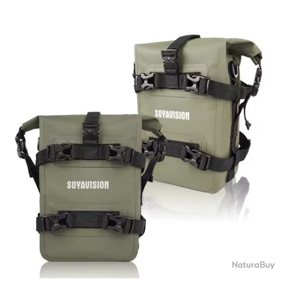 Sacs Etanches Moto (2pcs) Rangement Outils & Equipement pour Moto PVC Robuste Vert