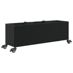 Jardini&egrave;re bac lit sur&eacute;lev&eacute; plantes fleurs terrasse jardin avec roulettes et 3 pots 107 x 32 x 38 c