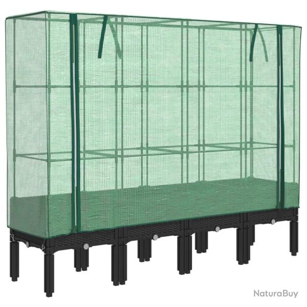 Jardini�re bac lit sur�lev� plantes fleurs terrasse jardin sur�lev�e avec housse aspect rotin 160 x