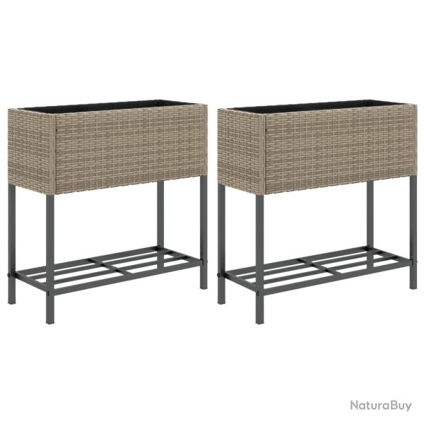 Jardini�re bac lit sur�lev� plantes fleurs jardin terrasses avec �tag�re lot de 2 70 x 28 x 70 cm r