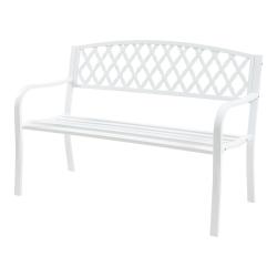 Banc de jardin 127 x 53,5 x 88 cm acier blanc 03_0008960
