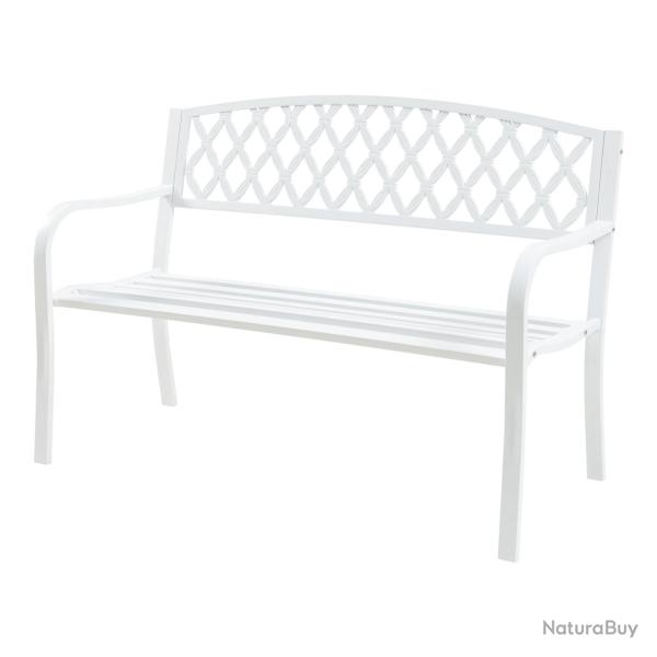 Banc de jardin 127 x 53,5 x 88 cm acier blanc 03_0008960